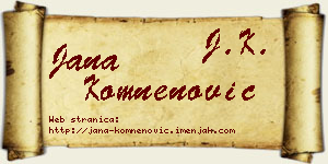 Jana Komnenović vizit kartica